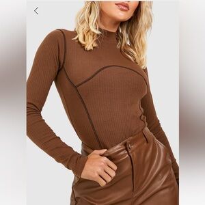 Boohoo seam detail long sleeve bodysuit NWT